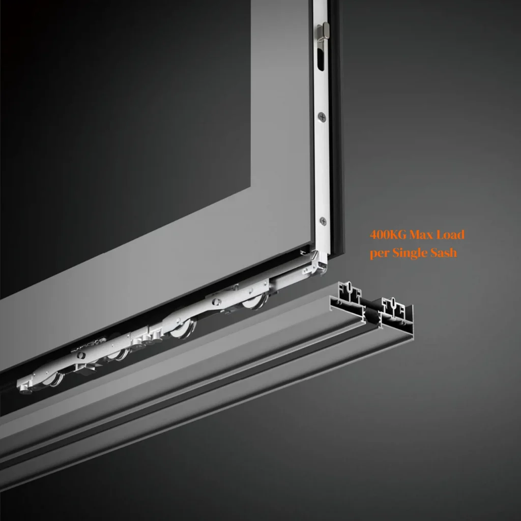 Heavy-duty 400KG capacity roller pulley for large opening and high-performance sliding doors