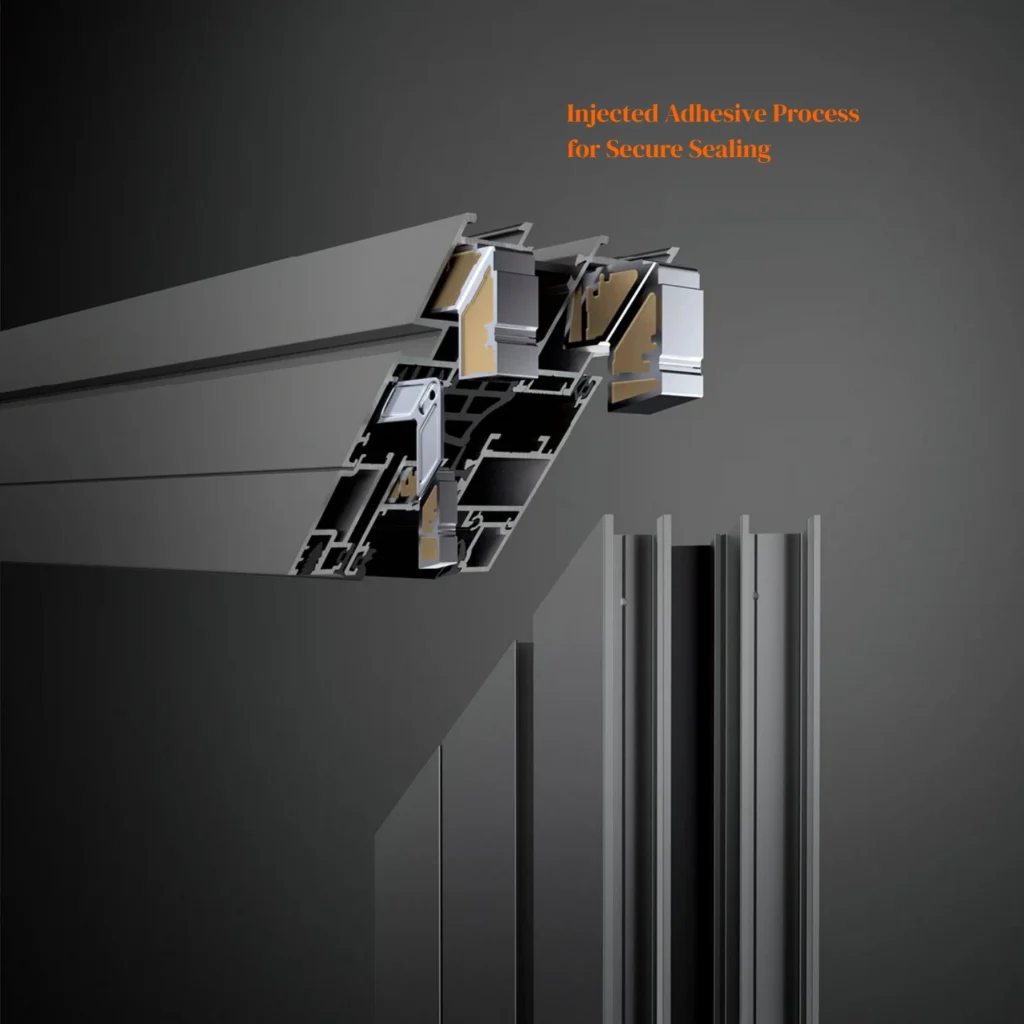 Corner joint glue injection system with two-piece expansion cleats and Weiss dual-component adhesive for window frames